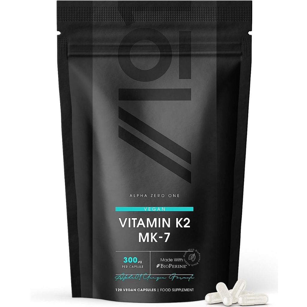 فيتامين ك2 300 مكجم مع تعزيز الامتصاص 120 كبسولة ALPHA01 Vitamin K2 MK-7 with BioPerine (Non-GMO)