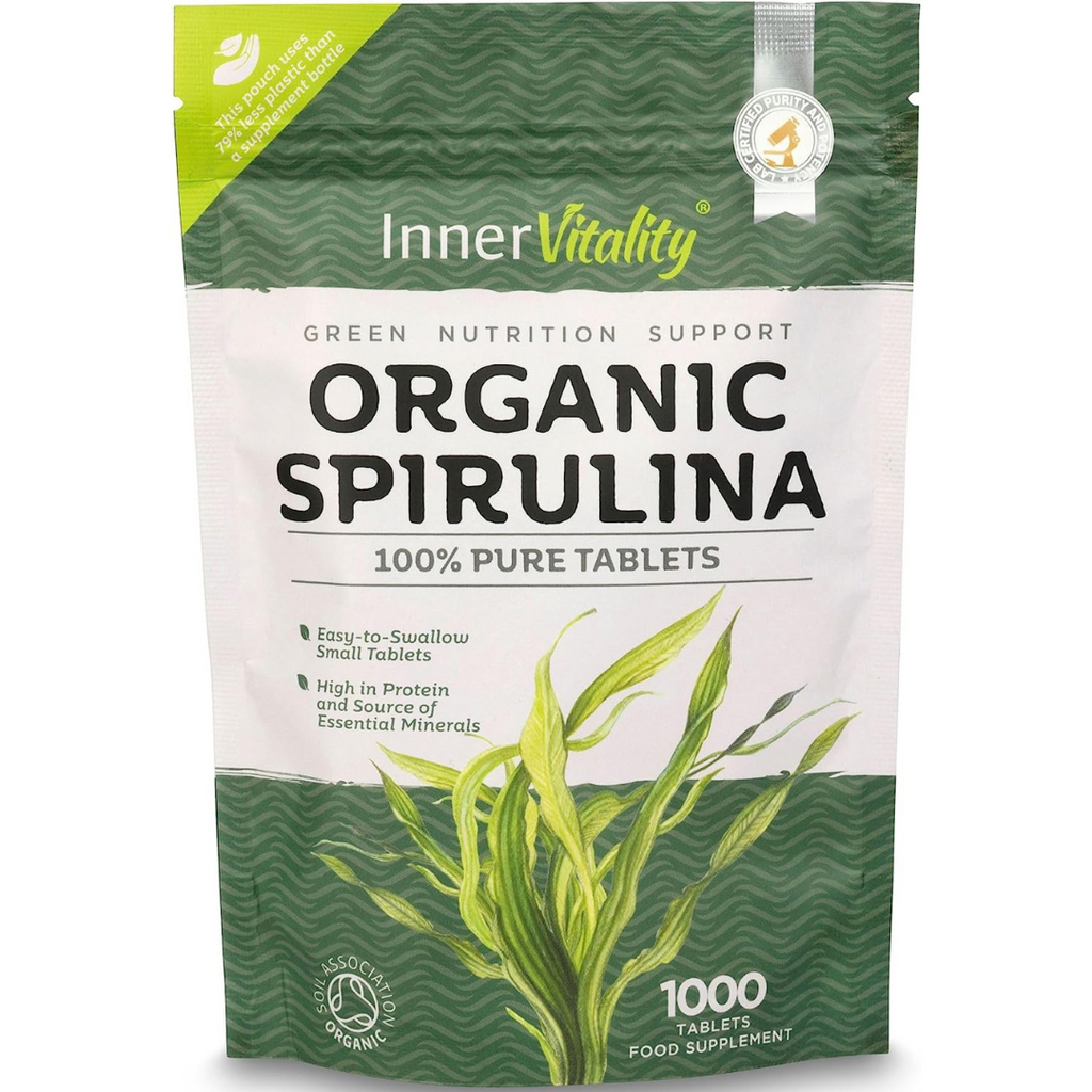 سبيرولينا عضوية معتمدة 250 ملغم 1000 قرص Inner Vitality Organic Spirulina