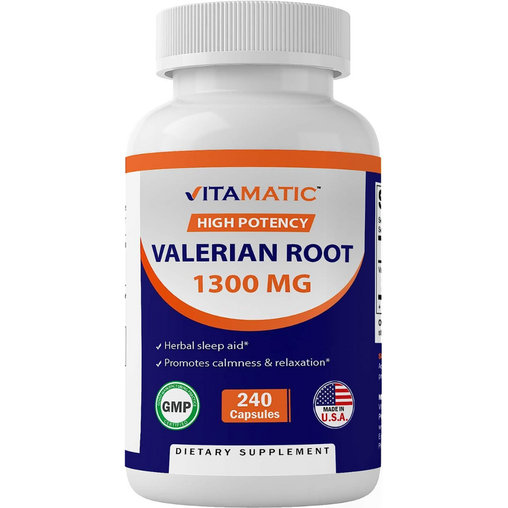 خلاصة ناردين يعادل 1300 ملغم 240 كبسولة Vitamatic Valerian Root Extract Non-GMO (Best Before 01-08-2025)