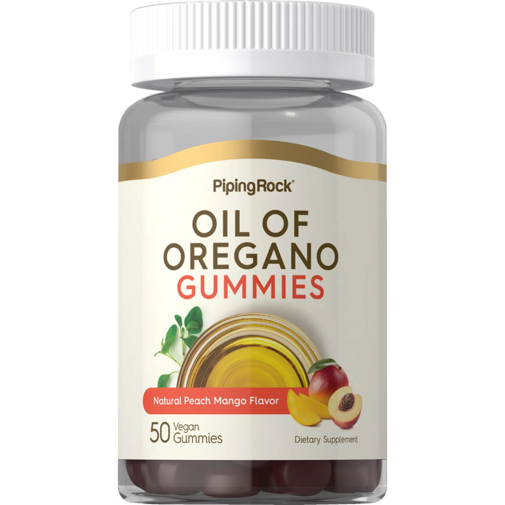 خلاصة زيت الاوريجانو 150 ملجم 50 حبة سوس pipingrock Oil of Oregano (Natural Peach Mango) Gummies NON-GMO (Best Before 01-07-2024)