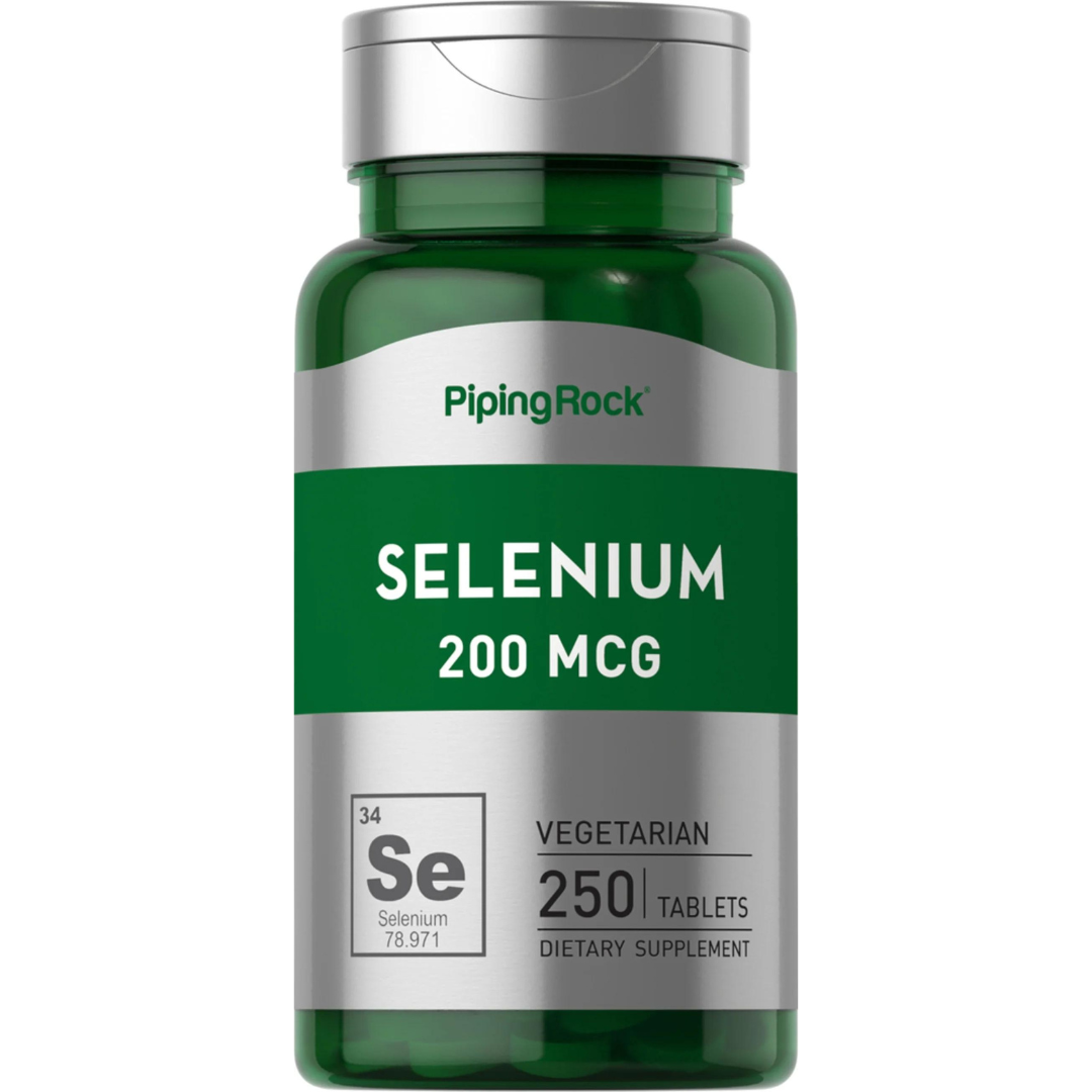 سيلينيوم من الخميرة الطبيعية 200 مكجم 250 قرص Pipingrock Selenium Non-GMO (Best Before 01-08-2028)
