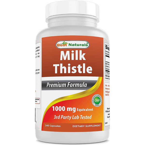 خلاصة حليب الشوك 4:1 يعادل 1000 ملجم 240 كبسولة Best Naturals Milk Thistle Extract Non-GMO (Best Before 01-04-2028)