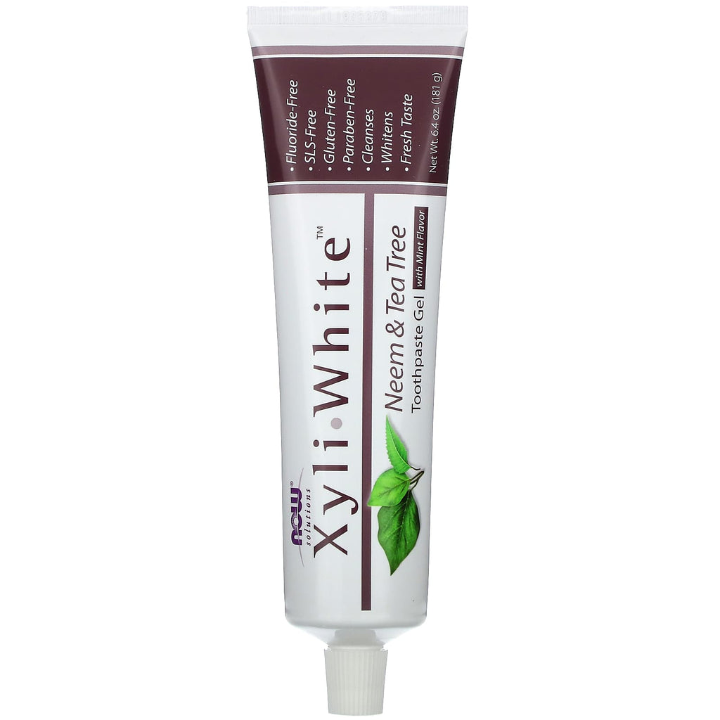 معجون اسنان بالنيم وشجرة الشاي والنعناع بدون فلورايد حجم كبير 181 غرام Toothpaste Gel Refreshmint Now Foods‏ XyliWhite (Best Before 01-03-2027)