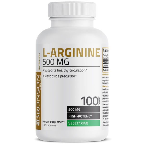 ل ارجينين 500 ملجم 100 كبسولة Bronson L-Arginine Non-GMO (Best Before 01-08-2026)