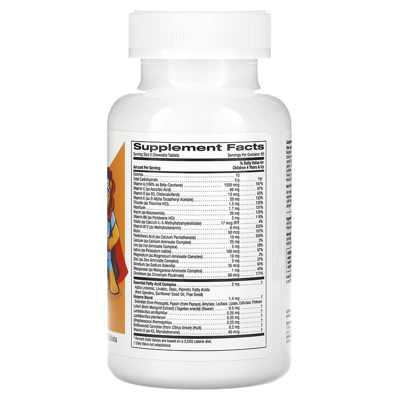 فيتامينات متعددة للأطفال، نكهة الفواكه المتنوعة، 120 قرص مضغ California Gold Nutrition, Chewable Multivitamins with Probiotics, Enzymes, Vitamin A and Vitamin C for Children (Best Before 01-10-2027)