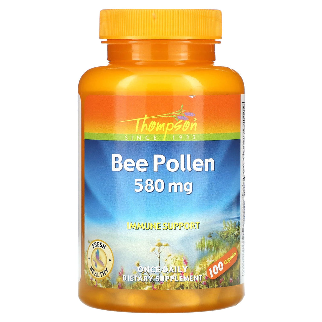 حبوب لقاح النحل ، 580 ملجم ، 100 كبسولة Thompson, Bee Pollen (Best Before 01-04-2027)