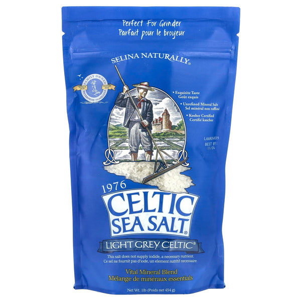 ملح البحر طبيعي يحتوي على مزيج المعادن الضرورية 454 غرام Celtic Sea Salt, Light Grey Celtic®, Vital Mineral Blend