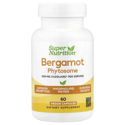 خلاصة البرجموت فيتوسوم، 500 ملجم، 60 كبسولة Super Nutrition, Bergamot Phytosome with Citrus Bergamot Extract (Best Before 01-05-2026)