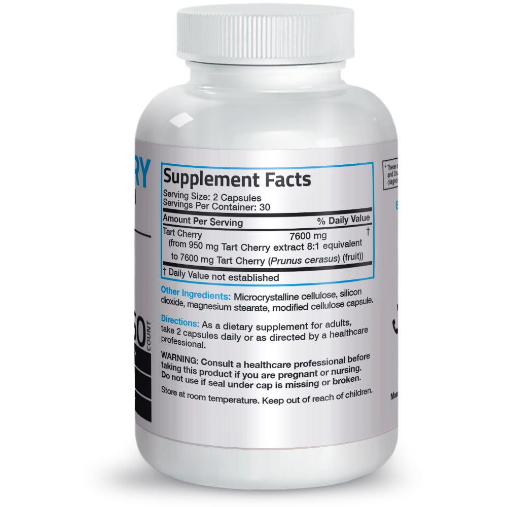 خلاصة الكرز الحامض أقصى قوة تعادل 3800 ملجم 60 كبسولة Bronson Tart Cherry Extract Maximum Strength (Best Before 01-06-2026) خلاصة الكرز الحامض أقصى قوة تعادل 3800 ملجم 60 كبسولة Bronson Tart Cherry Extract Maximum Strength (Best Before 01-06-2026)