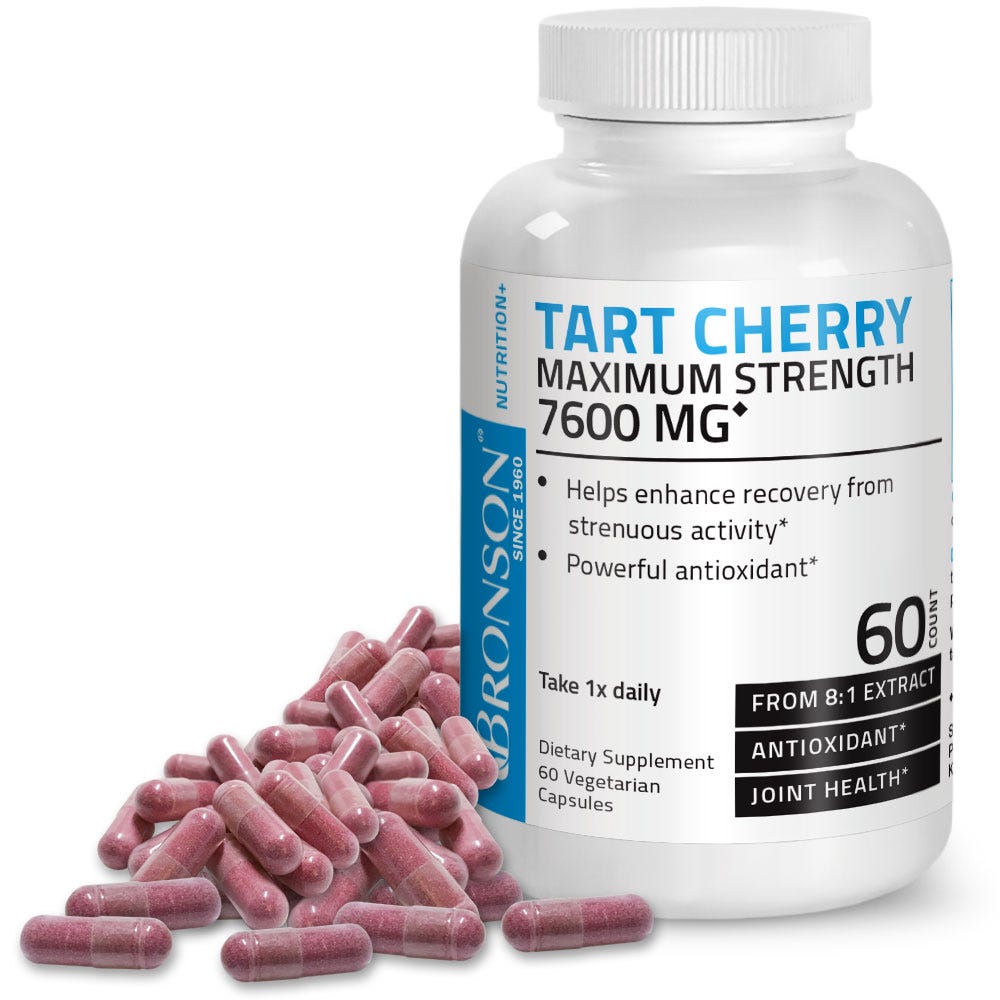 خلاصة الكرز الحامض أقصى قوة تعادل 3800 ملجم 60 كبسولة Bronson Tart Cherry Extract Maximum Strength (Best Before 01-06-2026) خلاصة الكرز الحامض أقصى قوة تعادل 3800 ملجم 60 كبسولة Bronson Tart Cherry Extract Maximum Strength (Best Before 01-06-2026)