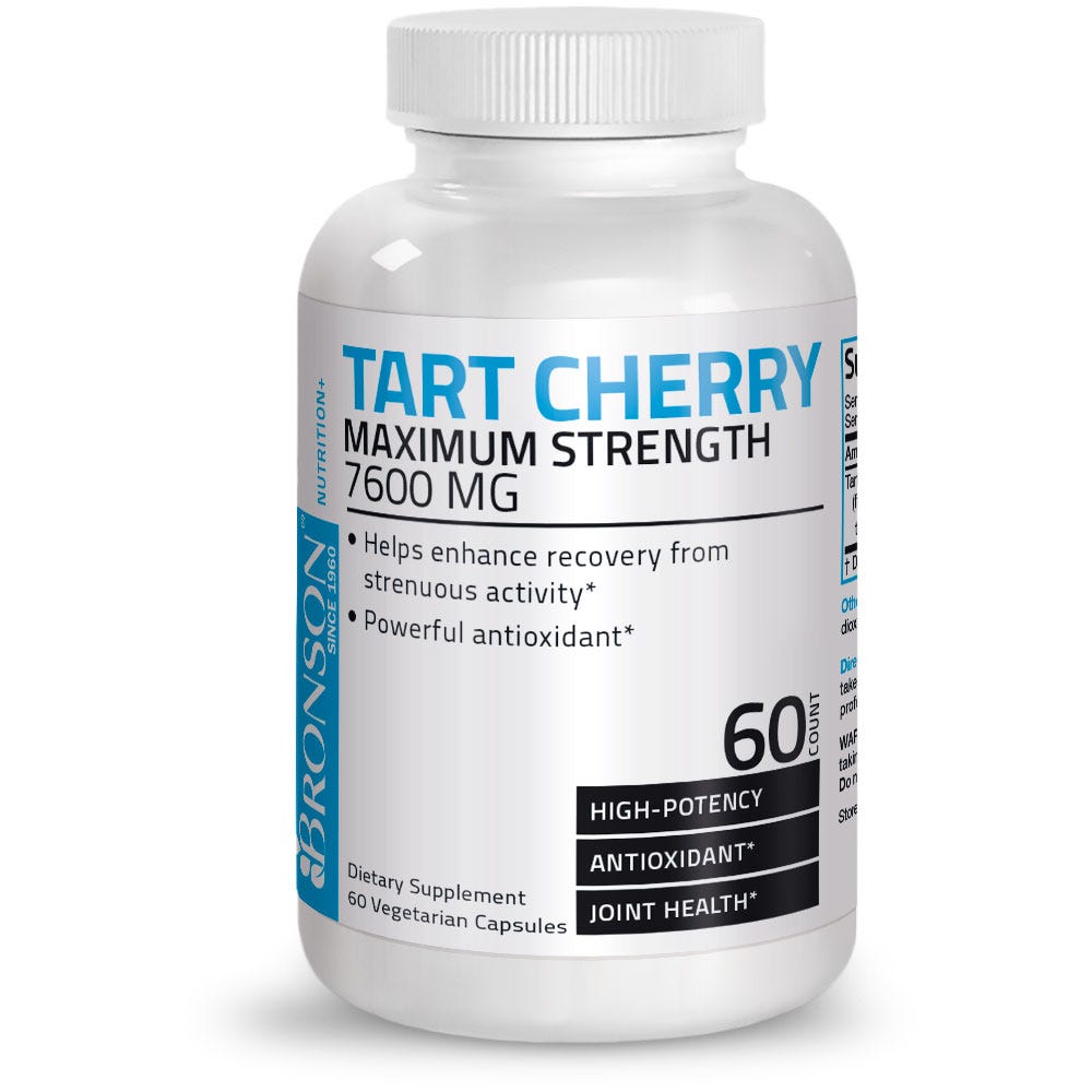 خلاصة الكرز الحامض أقصى قوة تعادل 3800 ملجم 60 كبسولة Bronson Tart Cherry Extract Maximum Strength (Best Before 01-06-2026) خلاصة الكرز الحامض أقصى قوة تعادل 3800 ملجم 60 كبسولة Bronson Tart Cherry Extract Maximum Strength (Best Before 01-06-2026)