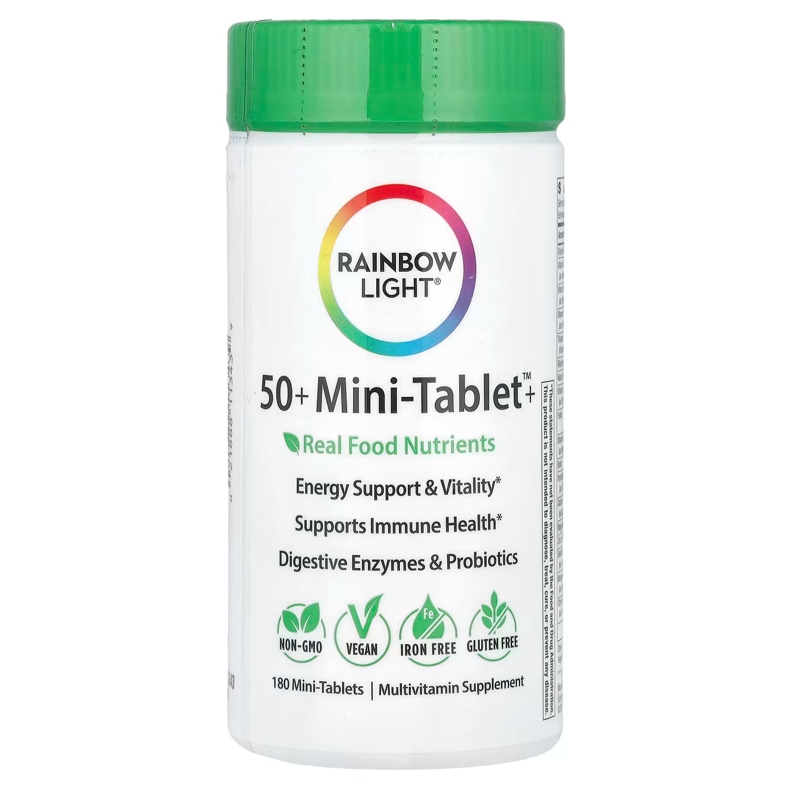 فيتامينات ومعادن متعددة للكبار + خلاصات أعشاب + انزيمات هاضمة + بروبيوتك 180 قرص صغير Rainbow Light 50+ Mini-Tablet™+ (Best Before 01-12-2027)