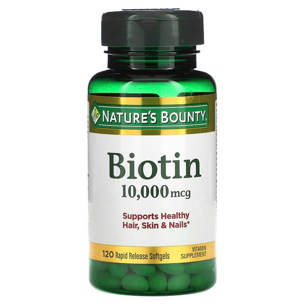 بيوتين، 10,000 ميكروغرام، 120 حبة Nature's Bounty, Biotin (Best Before 01-06-2027)