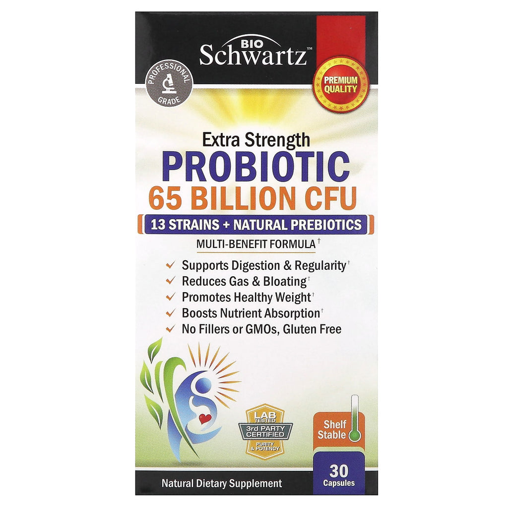 بروبيوتيك قوة إضافية 65 مليار وحدة 30 كبسولة BioSchwartz Extra Strength Probiotic (Best Before 01-01-2027)