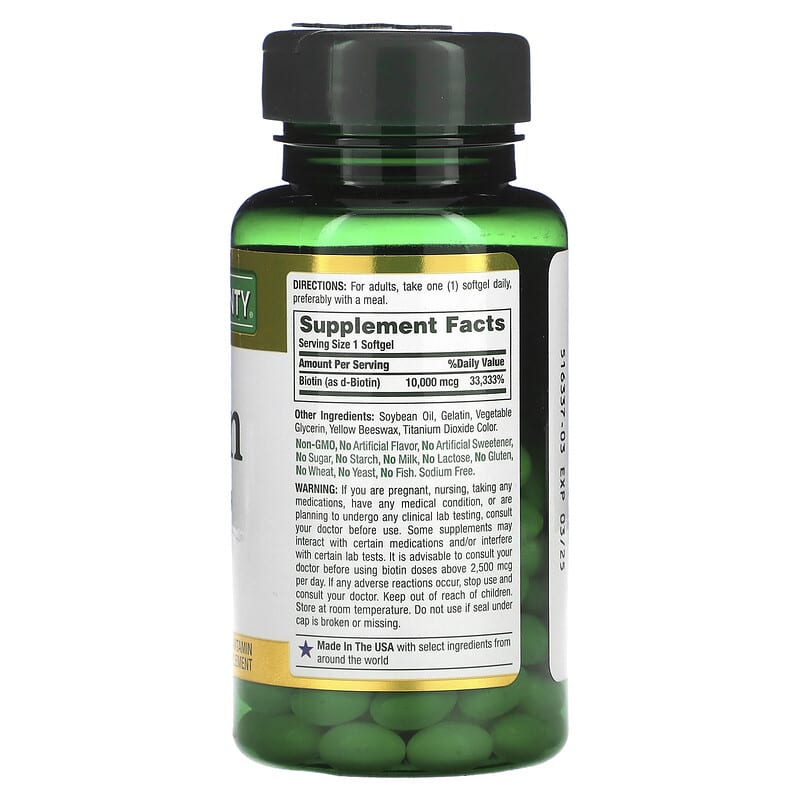 بيوتين، 10,000 ميكروغرام، 120 حبة Nature's Bounty, Biotin (Best Before 01-06-2027)