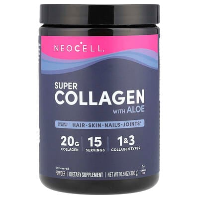 كولاجين بقري فائق + خلاصة الوفيرا 300 جرام NeoCell, Super Collagen with Aloe (Best Before 01-06-2026)