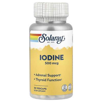 يود من يوديد البوتاسيوم، 500 مكجم، 30 كبسولة Solaray, Iodine (Best Before 01-08-2028)