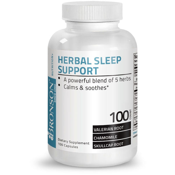 تركيبة النوم العشبية 9 عناصر 100 كبسولة Bronson Herbal Sleep Aid with Valerian (Best Before 01-02-2027)