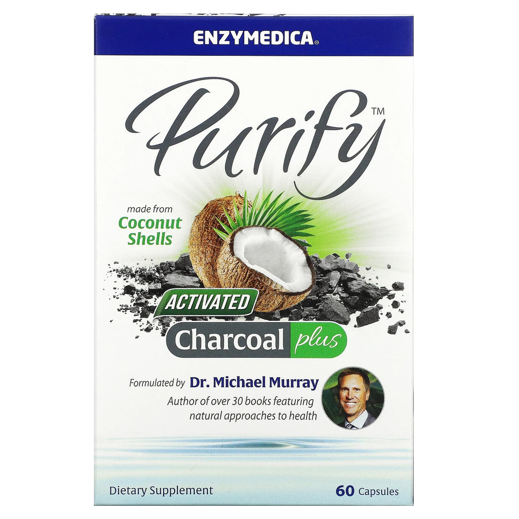 فحم نشط معزز 60 كبسولة Enzymedica Purify Activated Charcoal Plus (Best Before 01-10-2025)