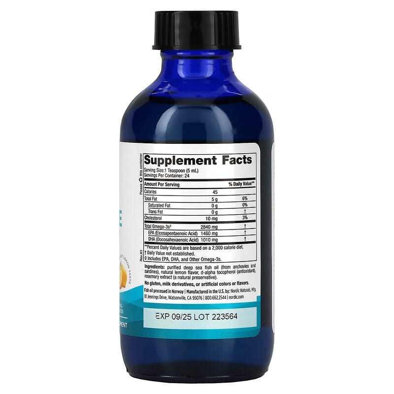 اوميجا 3 فائق التركيز بنكهة الليمون 119 مل Nordic Naturals, Ultimate Omega, Lemon Total Omega-3 2840 EPA 1460 DHA 1010 (Best Before 28-08-2028)