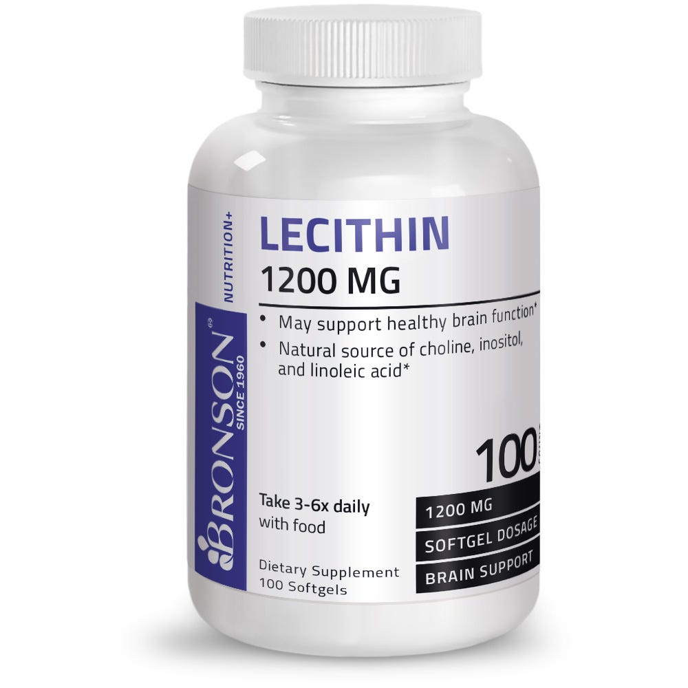 ليسيثين 1200 ملجم 100 حبة جيلاتينية Bronson Lecithin (Best Before 01-03-2027)