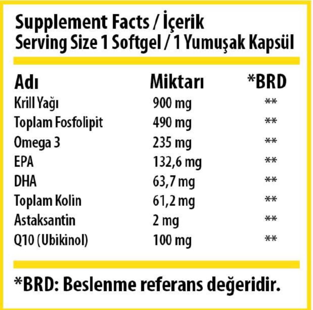 زيت الكريل النقي 900 ملغم مع كيو 10 100 ملغم 30 كبسولة (منتج تركي) Nordic Bork Pure Krill Oil Q10 (Best Before 01-11-2027)