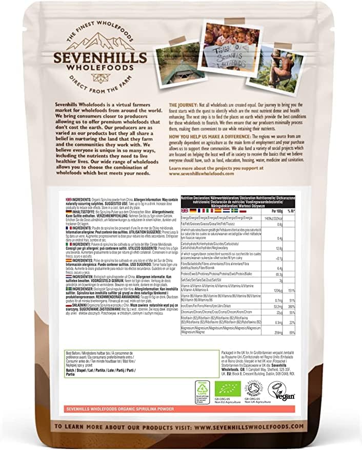 سبيرولينا عضوية معتمدة طبيعية بودرة 200 غرام Sevenhills Wholefoods Organic Spirulina Powder (Best Before 03-12-2027) سبيرولينا عضوية معتمدة طبيعية بودرة 200 غرام Sevenhills Wholefoods Organic Spirulina Powder (Best Before 03-12-2027)