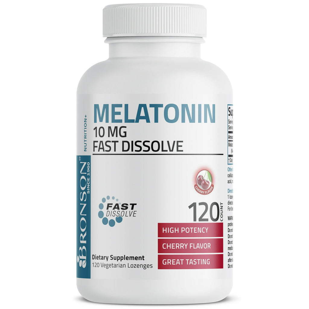 ميلاتونين 10 ملجم بنكهة الكرز الأحمر 120 قرص تحت اللسان Bronson Melatonin Fast Dissolve - Cherry (Best Before 01-06-2026)
