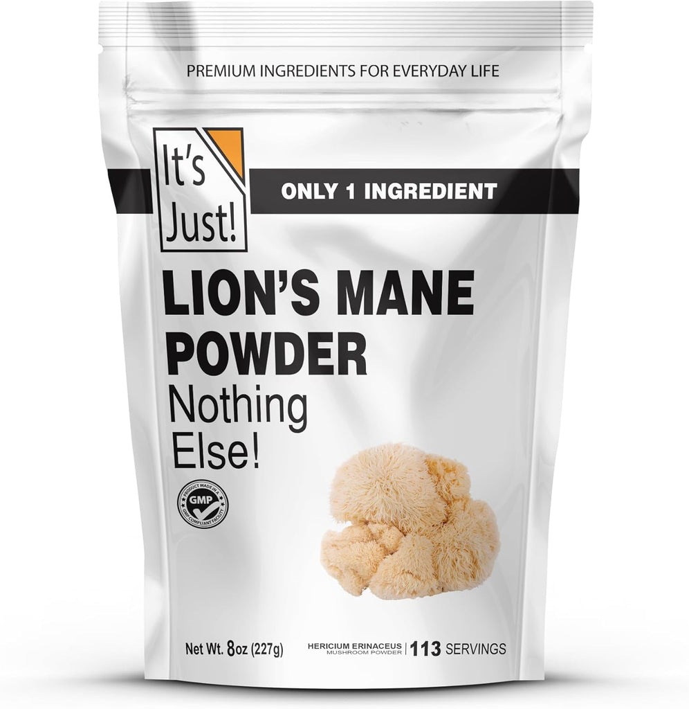 فطر عرف الأسد بودرة 227 جرام It's Just! Lion's Mane Mushroom Powder (Best Before 01-09-2027)
