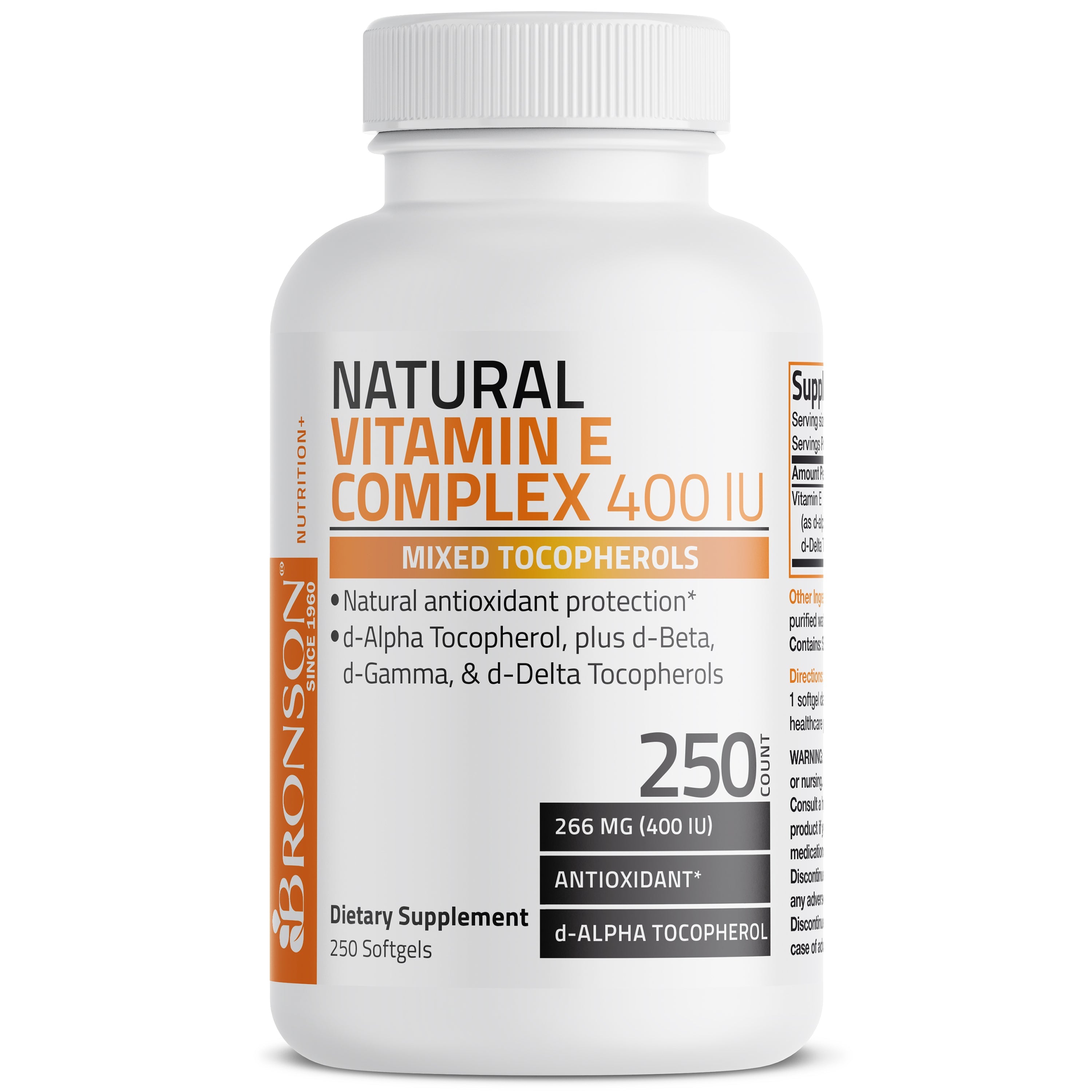 فيتامين إي كومبلكس طبيعي 400 وحدة 250 حبة Bronson Natural Vitamin E Complex (Best Before 01-11-2027)