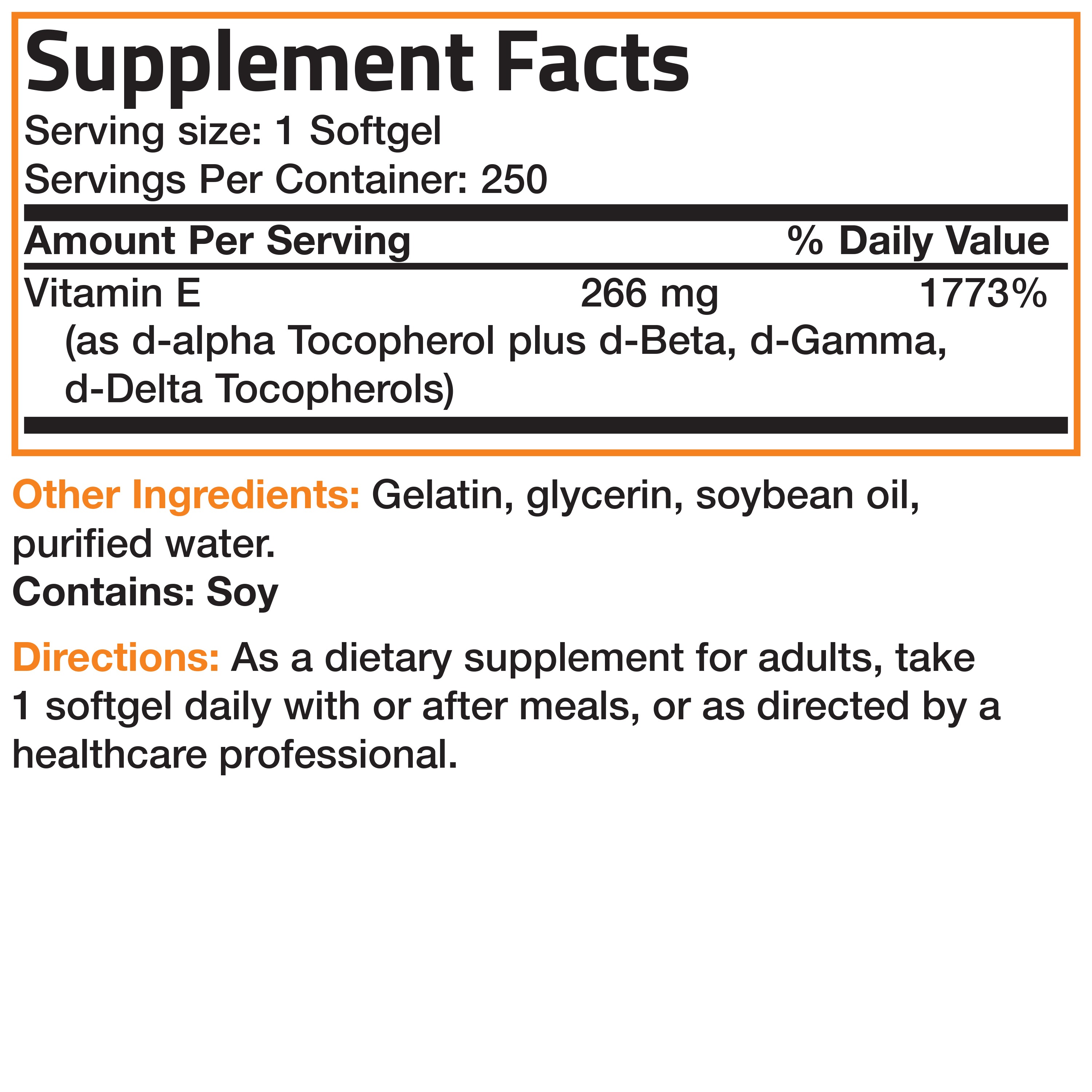 فيتامين إي كومبلكس طبيعي 400 وحدة 250 حبة Bronson Natural Vitamin E Complex (Best Before 01-11-2027)