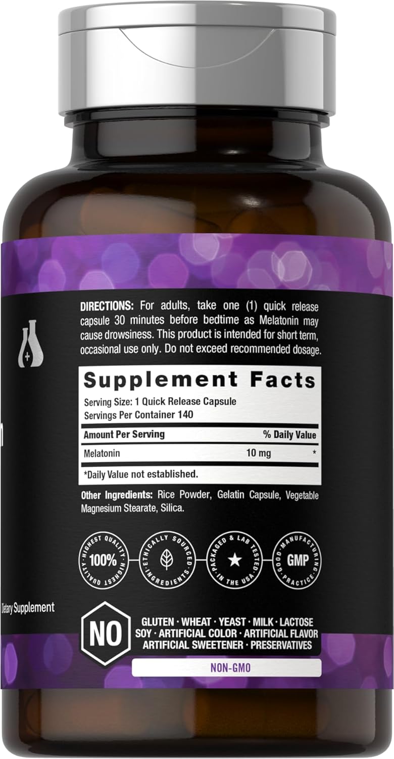 ميلاتونين 10 ملجم 140 كبسولة Berkshire Labs Melatonin Non-GMO (Best Before 01-08-2027)