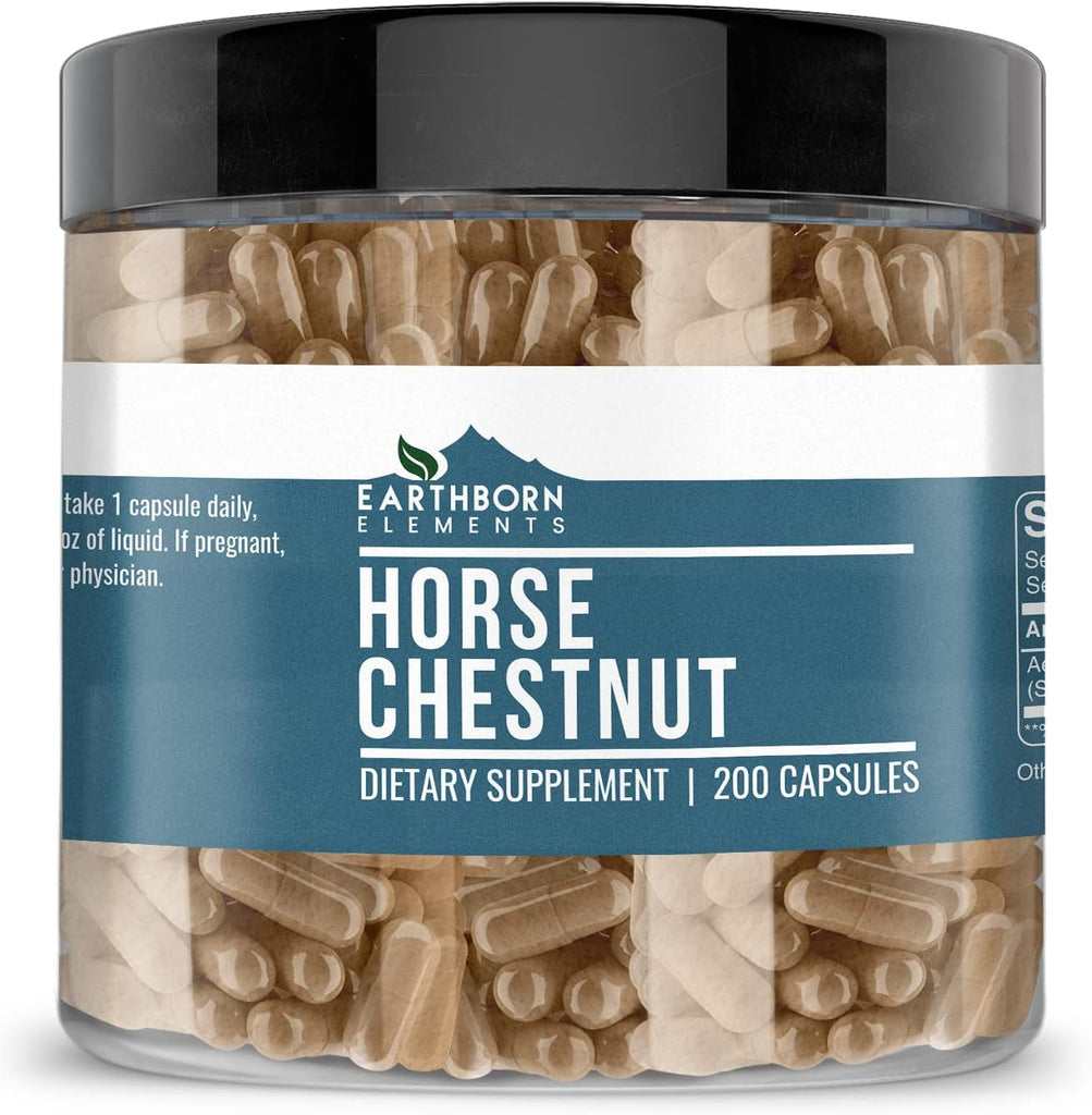 مستخلص كستناء الحصان الافضل 365 ملجم (73 ملغم من الآيسين) 200 كبسولة Earthborn Elements Horse Chestnut 73 mg Aescin (Best Before 01-10-2025)