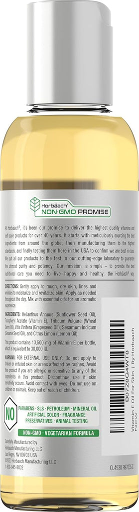 زيت فيتامين هـ (إي)، بالقوة المضاعفة 30,000 وحدة 118 مل Horbäach Vitamin E Oil Non-GMO زيت فيتامين هـ (إي)، بالقوة المضاعفة 30,000 وحدة 118 مل Horbäach Vitamin E Oil Non-GMO