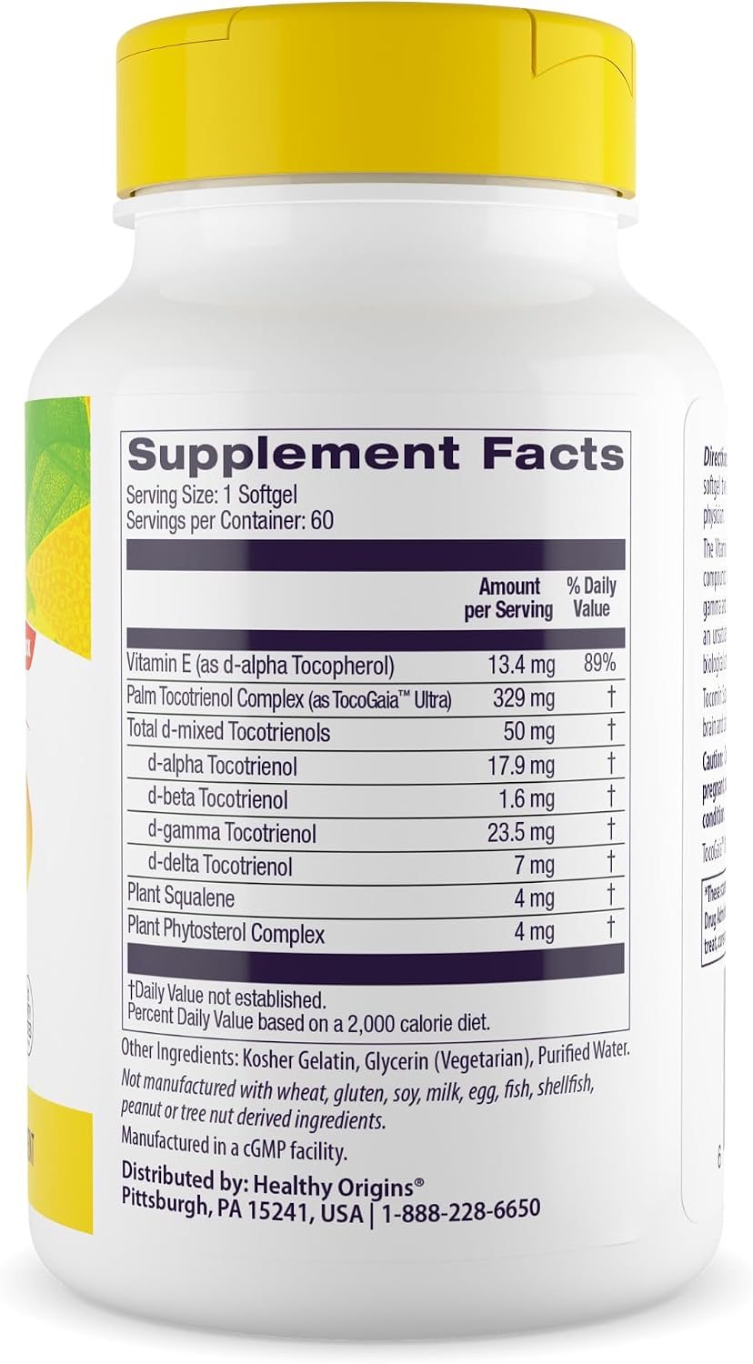فيتامين إي توكوترينول 50 ملجم 60 كبسولة Healthy Origins Tocomin SupraBio Tocotrienols (Best Before 01-09-2028)