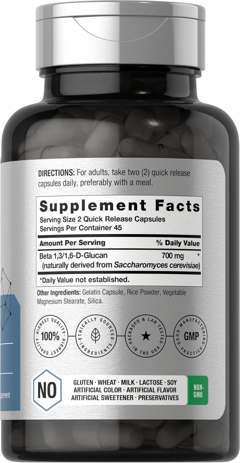 بيتا جلوكان طبيعي‏ 350 ملجم، 90 كبسولة Horbäach Beta Glucan Beta 1,3/1,6-D-Glucan NON-GMO (Best Before 01-08-2027)