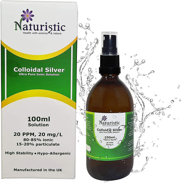 بخاخ ماء الفضة 20 جزء في المليون حجم كبير 100 مل Naturistic Colloidal Silver Water Spray (Best Before 01-01-2027)