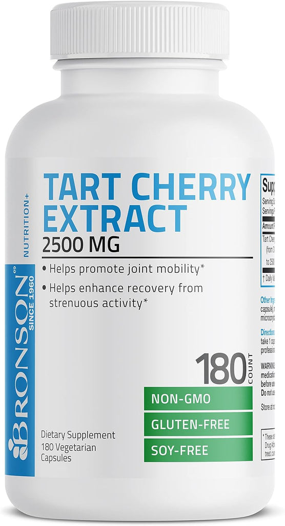 خلاصة الكرز الحامض يعادل 2500 ملجم 180 كبسولة Bronson Tart Cherry Extract Non-GMO (Best Before 01-11-2026)