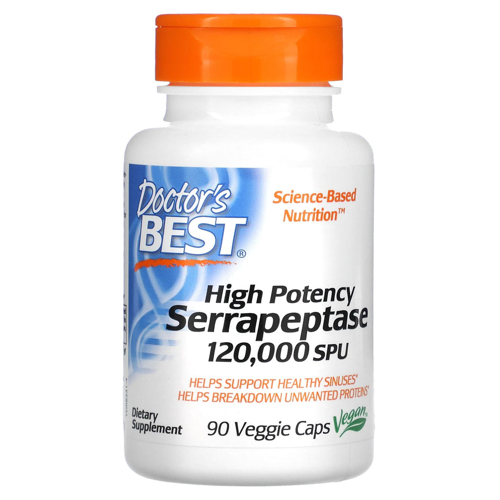 Doctor's Best, High Potency Serrapeptase, 120,000 SPU 90 Capsules (Best Before 01-07-2026)