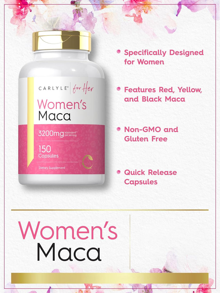 خلاصة ماكا للنساء 1600 ملجم 150 كبسولة Carlyle Maca Root Non-GMO (Best Before 01-08-2028) خلاصة ماكا للنساء 1600 ملجم 150 كبسولة Carlyle Maca Root Non-GMO (Best Before 01-08-2028)