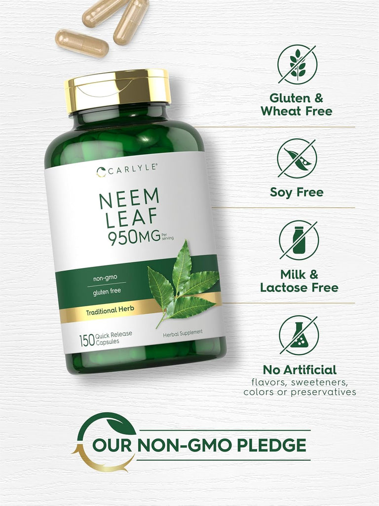 أوراق نيم 475 ملجم 150 كبسولة Carlyle Neem Leaf Non-GMO (Best Before 01-03-2026) أوراق نيم 475 ملجم 150 كبسولة Carlyle Neem Leaf Non-GMO (Best Before 01-03-2026)
