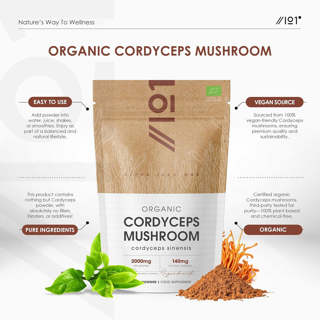 فطر كورديسيبس عضوي بودرة 100 جرام Alpha01 Organic Cordyceps Sinensis Powder (Best Before 01-07-2027) فطر كورديسيبس عضوي بودرة 100 جرام Alpha01 Organic Cordyceps Sinensis Powder (Best Before 01-07-2027)