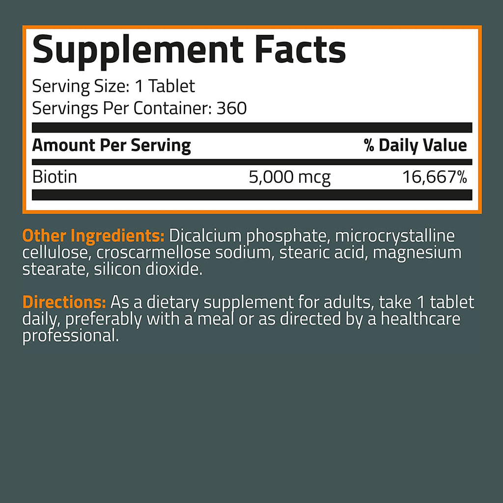 بيوتين (فيتامين ب7) 5،000 مكجم 360 قرص Bronson Biotin (Vitamin B7) (Best Before 01-07-2026) بيوتين (فيتامين ب7) 5،000 مكجم 360 قرص Bronson Biotin (Vitamin B7) (Best Before 01-07-2026)