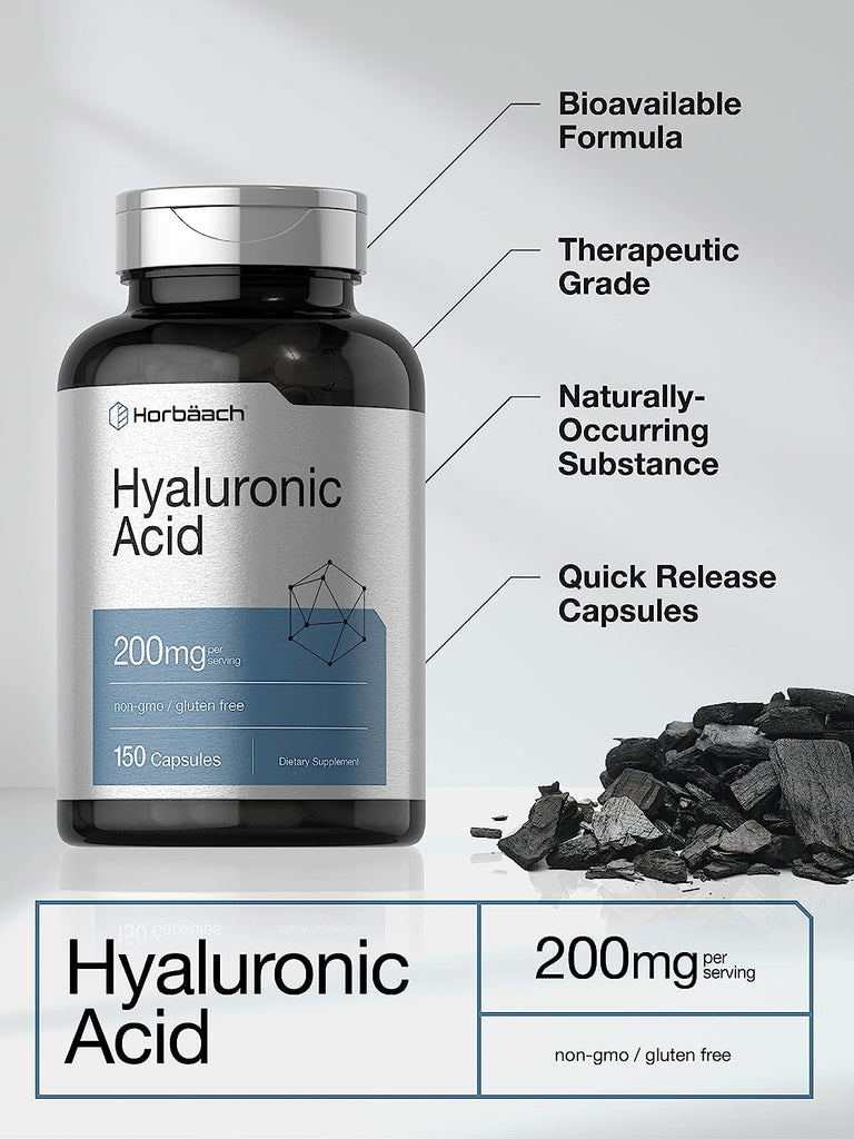 حمض الهيالورونيك 100 ملجم 150 كبسولة Horbäach Hyaluronic Acid Non-GMO (Best Before 01-03-2026)