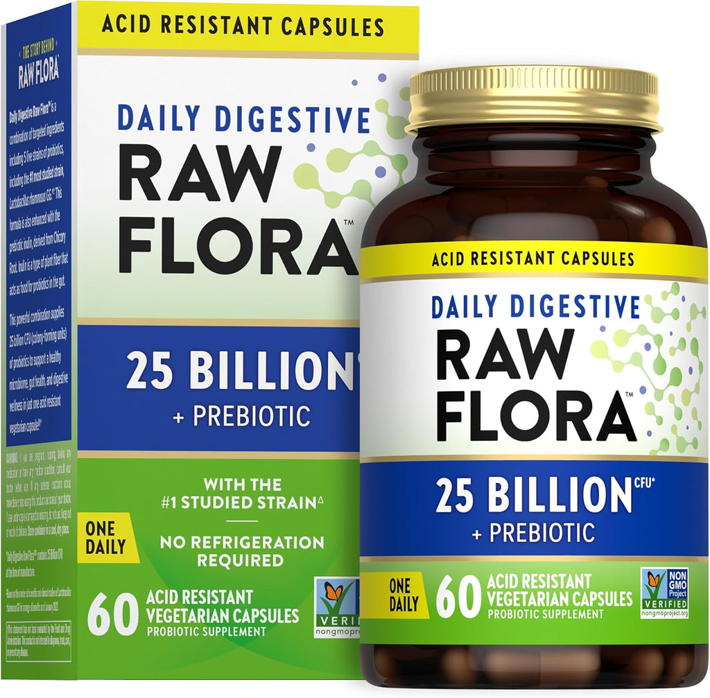 بروبيوتيك 25 مليار وحدة + بريبيوتك (غذاء البكتيريا النافعة) 60 كبسولة Nature's Truth Raw Flora Probiotic with Prebiotics Daily Digestive (Best Before 01-10-2026)