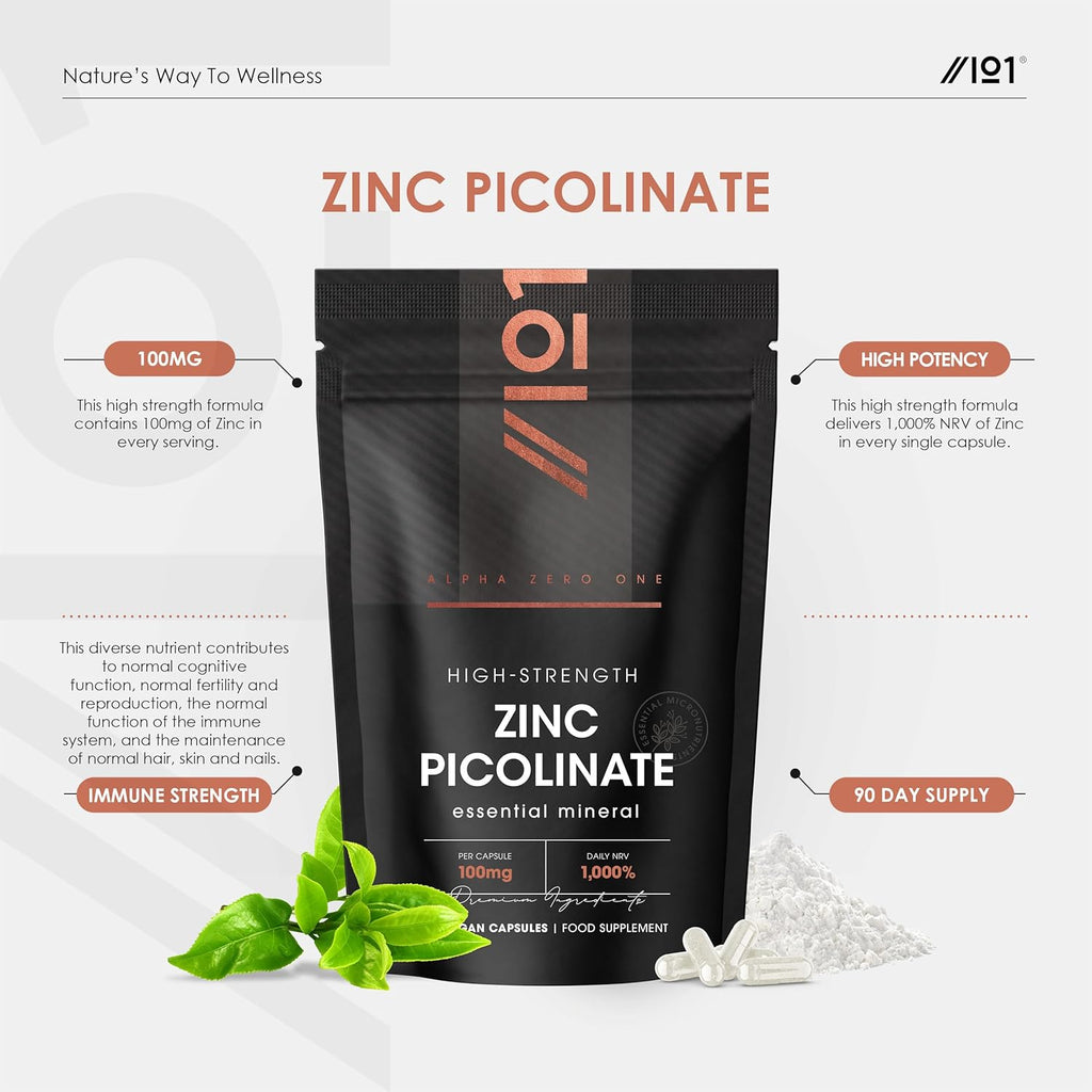 زنك بيكولينات بالقوة القصوى 100 ملجم 90 كبسولة ALPHA01 Zinc Picolinate (Best Before 01-05-2028) زنك بيكولينات بالقوة القصوى 100 ملجم 90 كبسولة ALPHA01 Zinc Picolinate (Best Before 01-05-2028)