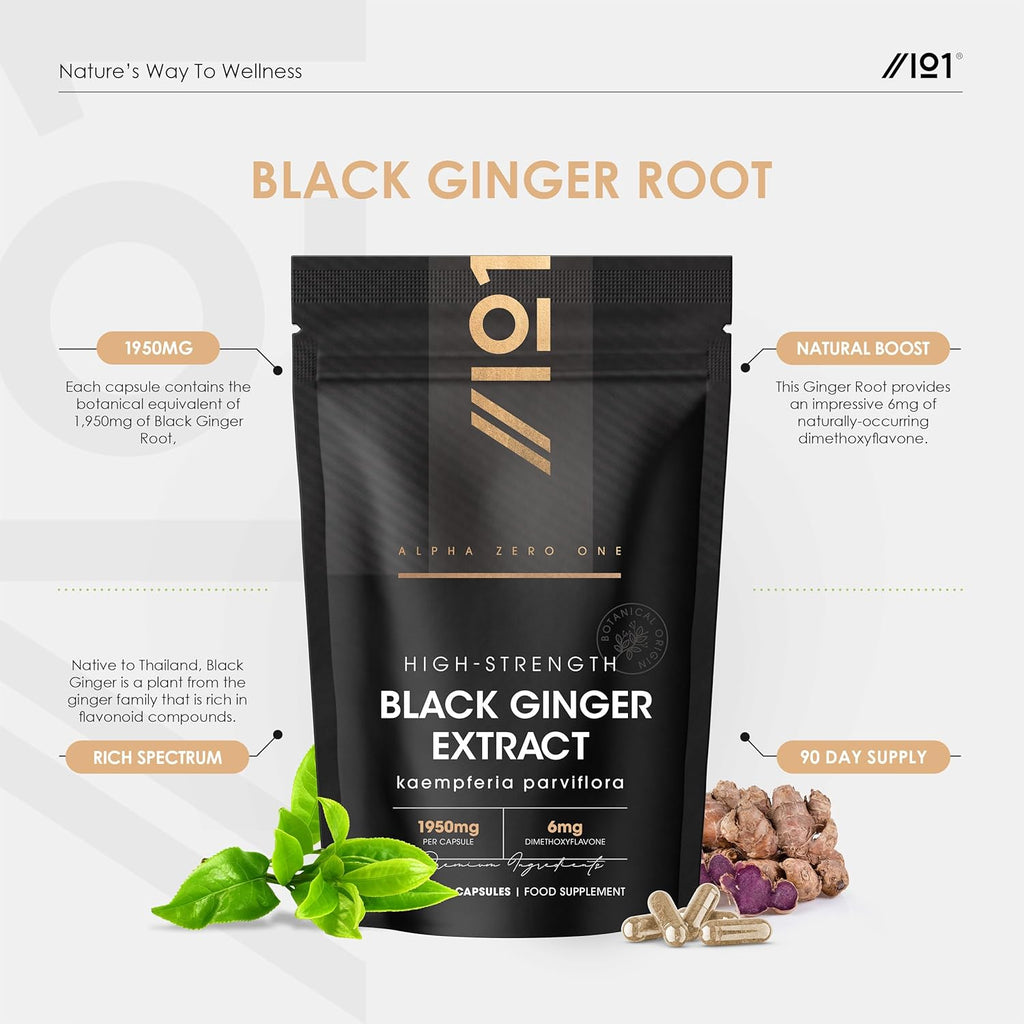 مستخلص زنجبيل أسود بالقوة القصوى يعادل 1950 ملجم 90 كبسولة ALPHA01 Black Ginger Extract High Strength 6 mg Dimethoxyflavone (Best Before 01-07-2027) مستخلص زنجبيل أسود بالقوة القصوى يعادل 1950 ملجم 90 كبسولة ALPHA01 Black Ginger Extract High Strength 6 mg Dimethoxyflavone (Best Before 01-07-2027)
