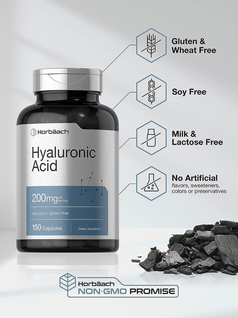 حمض الهيالورونيك 100 ملجم 150 كبسولة Horbäach Hyaluronic Acid Non-GMO (Best Before 01-03-2026)