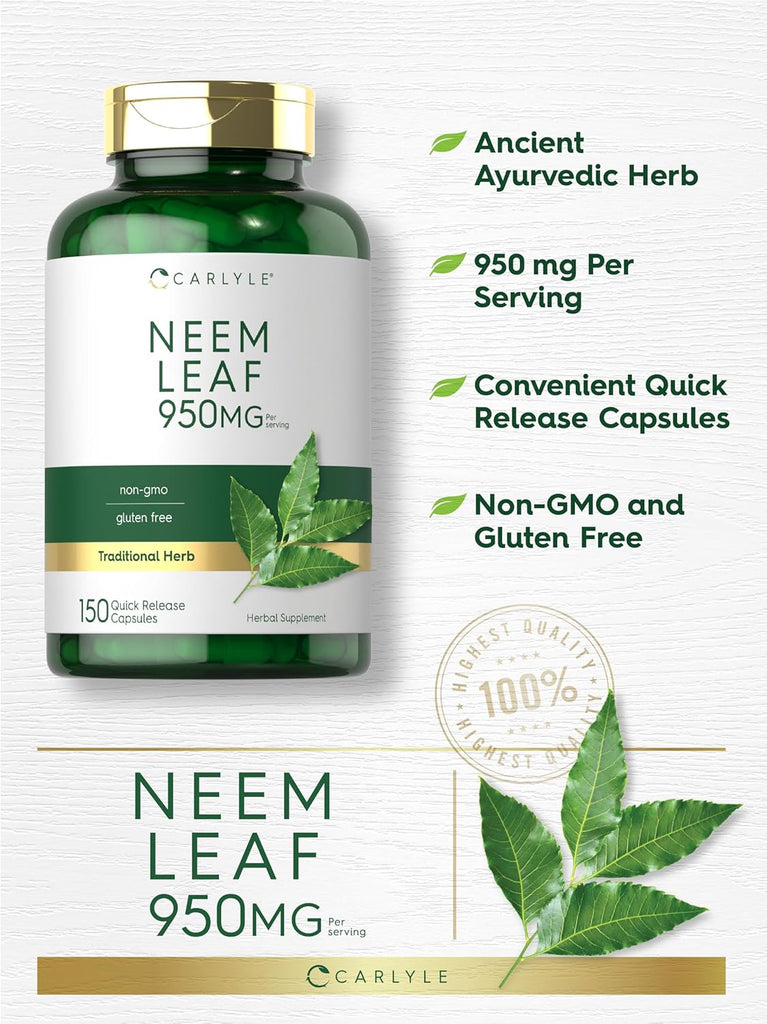أوراق نيم 475 ملجم 150 كبسولة Carlyle Neem Leaf Non-GMO (Best Before 01-03-2026) أوراق نيم 475 ملجم 150 كبسولة Carlyle Neem Leaf Non-GMO (Best Before 01-03-2026)