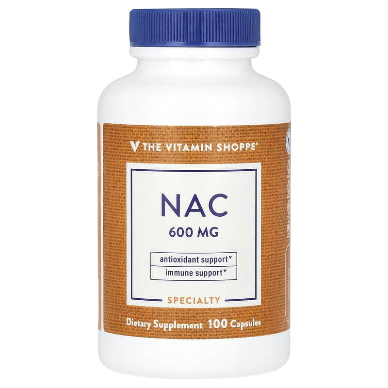ن اسيتيل سيستين 600 ملغم 100 كبسولة The Vitamin Shoppe NAC N-Acetyl-L-Cysteine (Best Before 01-01-2031)